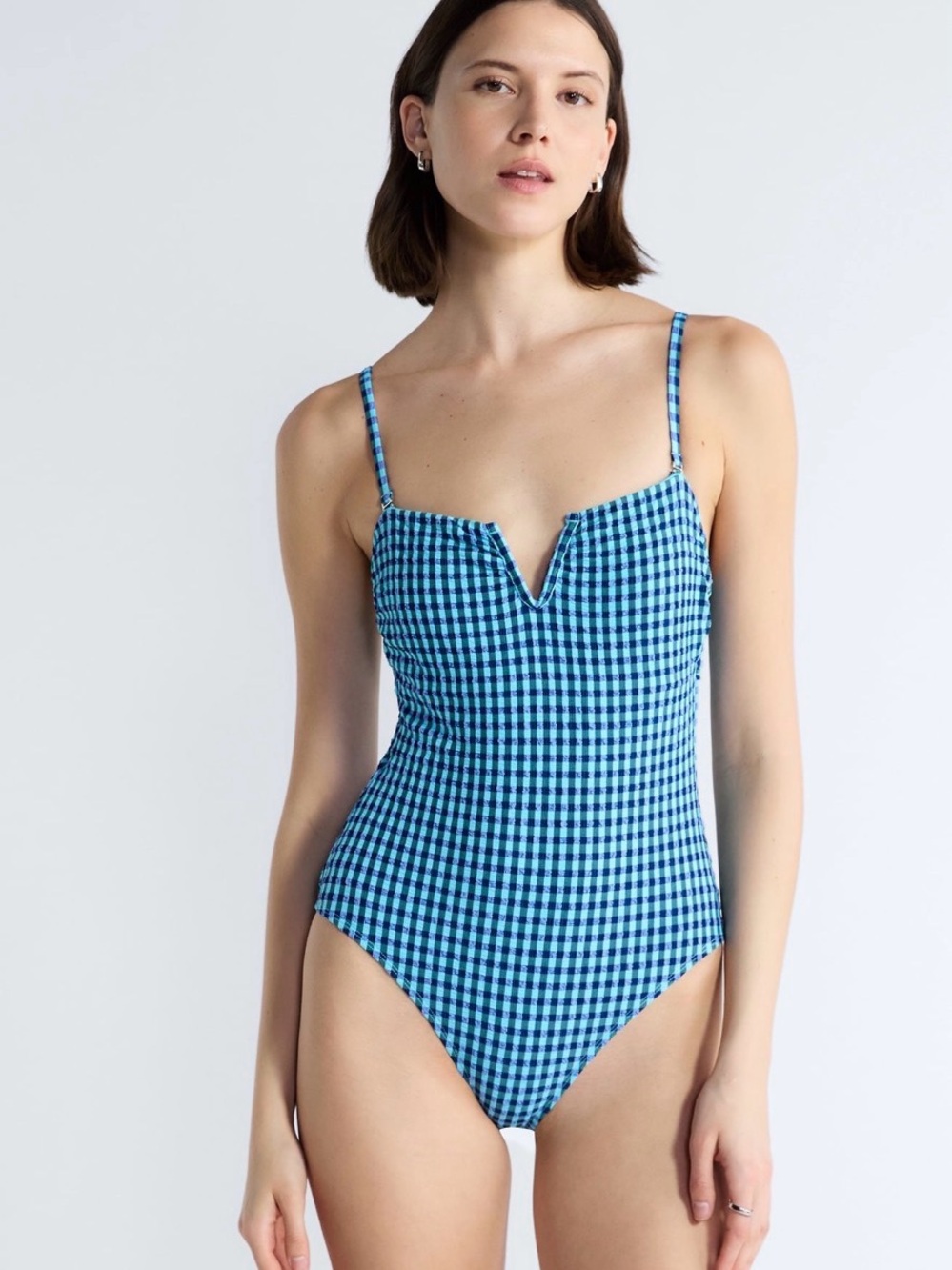 Free Assembly Women’s V-Wire Seersucker One Piece Swimsuit
